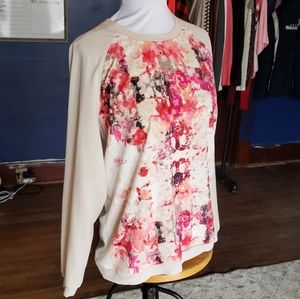 APT. 9 Watercolor pink & cream blouse Gold zipper back size medium